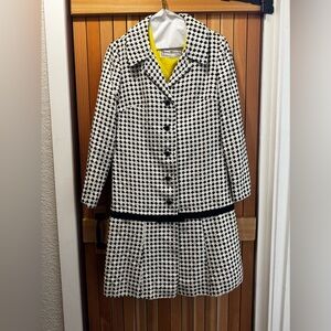 Vintage 1960s Young Edwardian Black & White Dress with Matching Coat Set